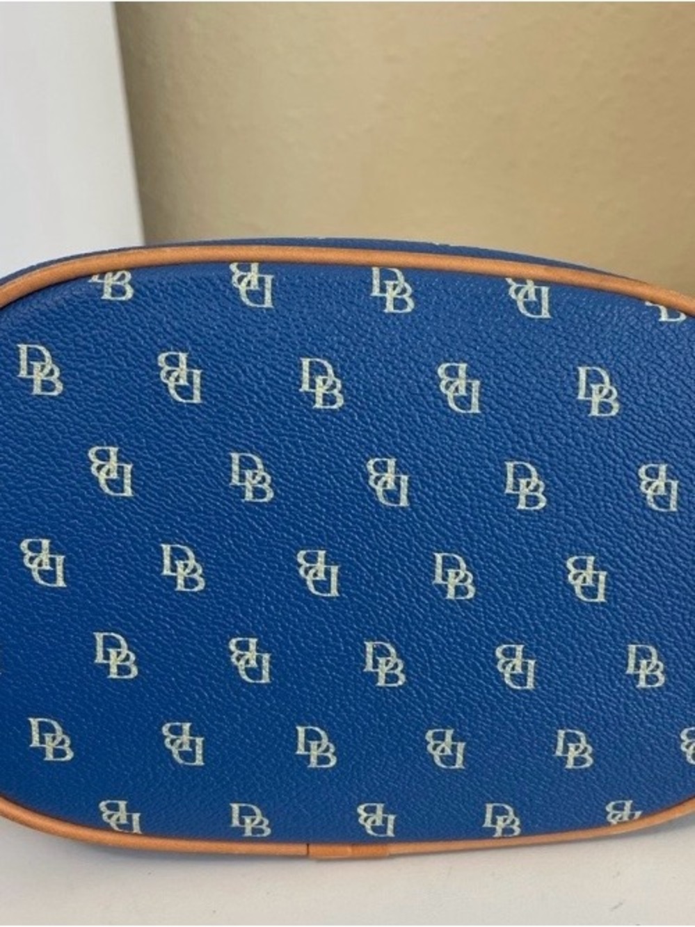 Dooney & Bourke Blue DB Logo Hobo with Tan Trim - Picture 4 of 7
